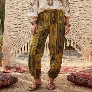 NEW Colorful Patchwork Boho Harem Cotton Jogger Pants